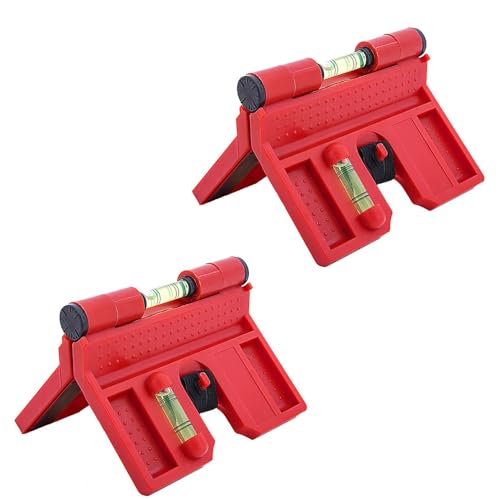 SagaSave 2 Pcs Magnetic Post Level Adjustable Folding Post Level with Elastic Loop Red for Pipeline Installation, Picture Hanging, Bricklaying, Woodworking