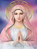 UPABLUNSO Virgin Mary Christian Religious Diamond Painting Kit for Adults by Number Kits Gem Art Home Wall Decor 12x16 inch
