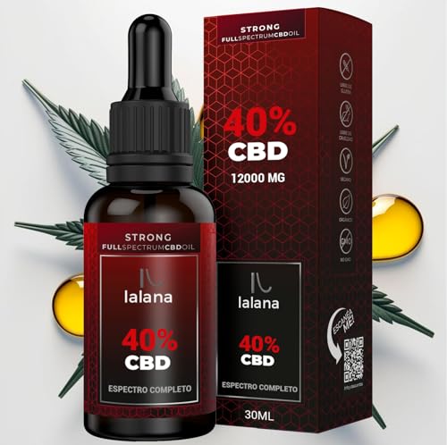 LALANA OIL ® CBD Oil - STRONG 40% CBD | 30ml | Full Spectrum | Aceite CBD Organico con 12000 mg Cannabidiol | CBD Espectro Completo | Base de Aceite MCT (Coco) y Piperina.
