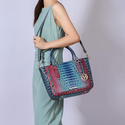 Image of MKF Collection Satchel Bag for Women's Crocodile Embossed Vegan leather Crossbody Tote Handbag Top-Handle Purse by Mia K
