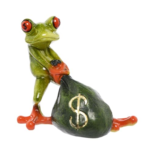 Figura decorativa rana de resina Feng Shui para escritorio miniatura 1