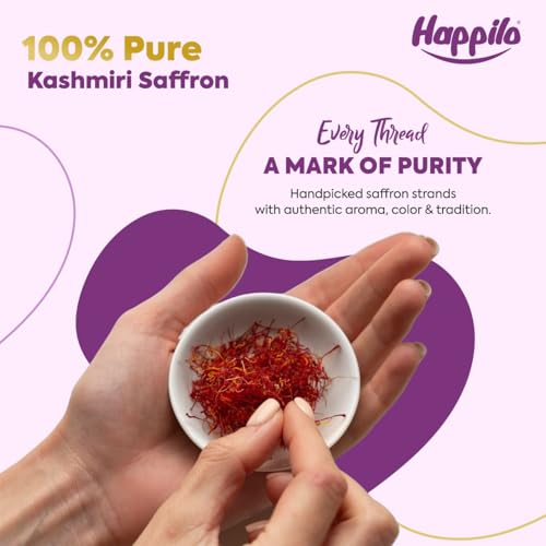 Image of Happilo Premium Kashmiri Saffron .5g, Handpicked Pure Kesar for Pooja, Finest A++ Grade, Whole Threads For Golden Milk, Cooking Biryani (Pack of 2)