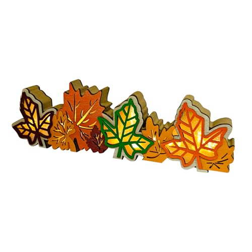 Kaezuy Herbstdeko Ahornblatt Lampe, Hölz Herbst Beleuchtung Dekoration, Autumn Decor Geschnitzte Ahornblatt Lampe, Herbst Deko Aesthetic für Innen Party Erntedankfest Tisch