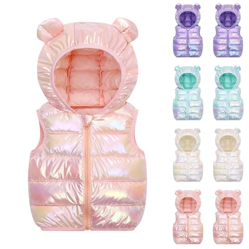 Toddler Girls Hooded Puffer Vest Lightweight Cute Ear Hoodies Kids Baby Boys Zip Up Winter Outerwear Down Coats for 1-6 Years2