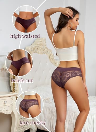 Sexy Panties For Women Lacy Underwear Women Cheeky Panties High-Waist Sexy Lace Womens Solid Underpants Pack3