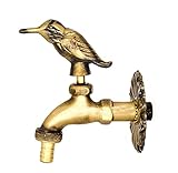 Outdoor Faucet Spigot Solid Decorative Antique Brass Bird Finish Garden Yard Faucet Wall Mounted Tap Bibcock Hose Not Included