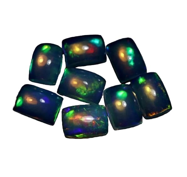 Lot de 10 cabochons d'opale noire éthiopienne 4x4mm | Pierre naturelle fabrication bijoux DIY