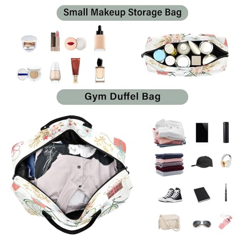 susiyo Funny Bicycles Flowers Expandable Travel Duffle Bag, Large Weekender Overnight Bags and Adjustable Strap, Carry On Shoulder Tote Bag, Gym Duffel Bag with Toiletry Bags for Hospital4