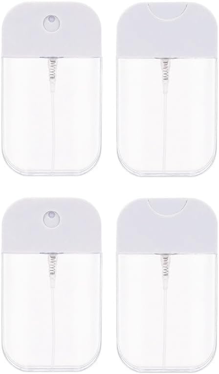4 Pack Portable Clear Card Spray Bottles, 50ML Reusable Plastic Perfume Atomizers, Compact Refillable Vials for Toner, Hand Sanitizer & Fragrance
