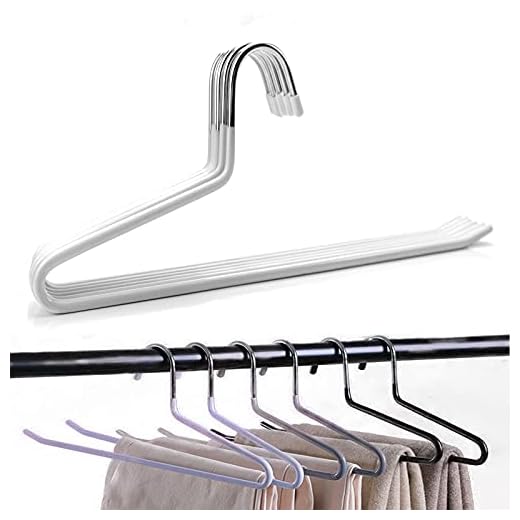 Cabides para calças folgadas/calças – Cabides de metal abertos, finos e duráveis, para calças, jeans, saias cachecóis – Design que economiza espaço com revestimento de borracha – Metal cromado antiferrugem (pacote com 20, branco)