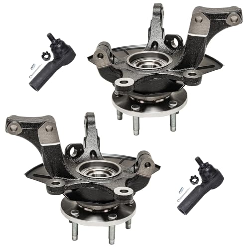 Image of Detroit Axle - Front Steering Knuckles Wheel Bearing Hubs Kit for Ford 05-12 Escape 06-11 Mercury Mariner 10-11 Tribute 2 Steering Knuckles & Wheel Bearing Hubs Assembly 2 Outer Tie Rods Replacement
