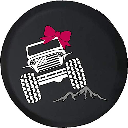 Spare Tire Cover American Flag Offroad Girl Pink 4x4 (Fits: SUVs Camper Accessories RV Accessories Size