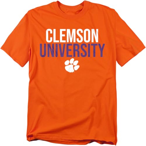 Clemson University Official Stacked Unisex Adult T Shirt Orange Large