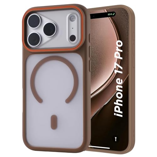 Image of AIBEX Magnetic Compatible Shockproof Case for iPhone 17 Pro - Slim Protective Back Cover with Camera Lens Protection, Strong Magnetic Support, Anti-Slip Grip, Military Grade Drop Protection (Brown)