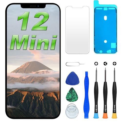 DIGI4U LCD für iPhone 12 Mini Display Bildschirm Ersatz 5 4 Zoll True Tone Face ID LCD Bildschirm für iPhone 12 Mini Display Bildschirm Ersatz Digitizer Reparaturkits