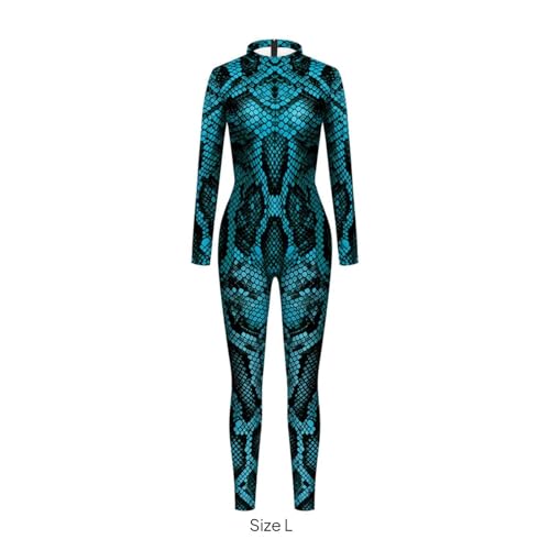 Mono estampado serpiente estilo catsuit ceñido elástico de manga larga 7