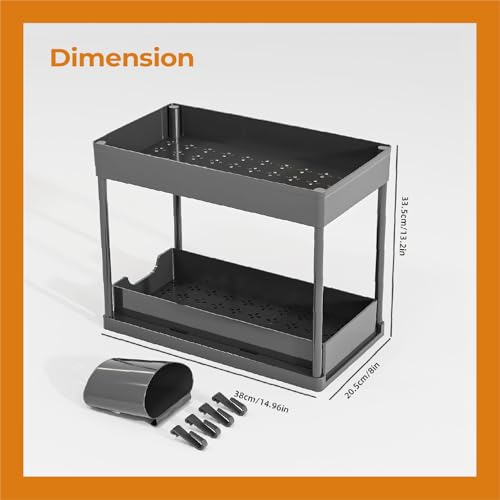 Image of Lifelong 2 Tier Plant Stand Indoor with Storage Tray and Hooks, Black Metal Plant Shelf for Small Potted Plants, Tabletop Organizer Rack for Home Kitchen Office, Space Saving Planter Stand