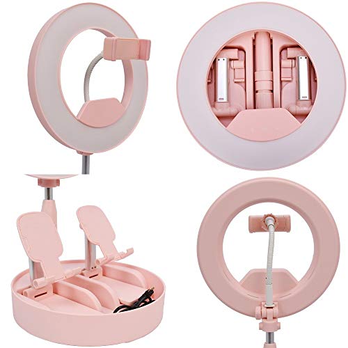 Iluminador Ring Light Dobrável 21cm 3 Suportes Rosa CBRN14361