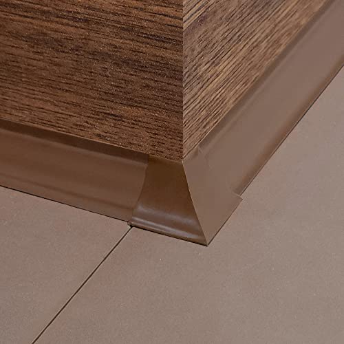 Image of InstaTrim Outside Corners - 10 Dark Brown 3 /4 inch Wide Caulk Strip Outside Corner Pieces - Trim for Outside Corners - Paintable | Ten paintable dark brown outside-corner caps finish external joints on matching 3 /4 in InstaTrim flexible trim installations.