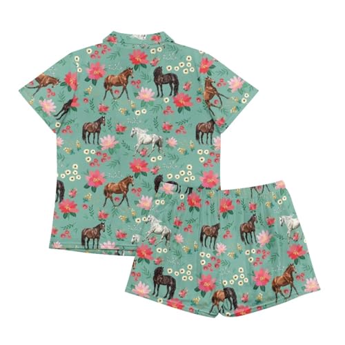 Image of Women's Short Sleeve Sleepwear Pajamas Nightwear with Pockets | skin-friendly breathable material resists pilling fading and deformation after repeated washing