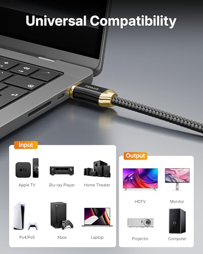 Image of Fedus 1 Meter Certified Premium 8K High-Speed Hdmi Cable (8K60Hz & 4K120Hz Nylon Braided Hdmi Cables Cord 2.1,48Gbps Hdcp 2.2 & 2.3,Hdr 10 Ethernet,Earc,Compatible With Laptop,Pc,Monitor,Tv-Black