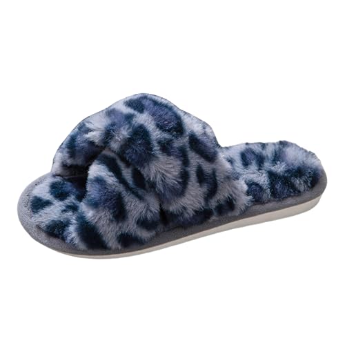 Slippers for Women 2025,Women's Fuzzy Open-Toe House Slippers with Memory Foam - Leopard Print Plush Cozy Cute Slipper Indoor/Outdoor Soft Slip On Slides Shoes for Women3