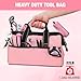 WORKPRO 13-Inch Tool Bag, Pink Soft Cloth Tool Storage Bags, Wide Mouth Tool Tote Bag with Inside Pockets - Pink Ribbon