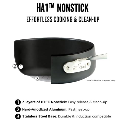 Image of All-Clad HA1 Hard Anodized Nonstick Pots and Pans Set Non Stick Cookware Sets, Oven Broiler Safe 500F, Black