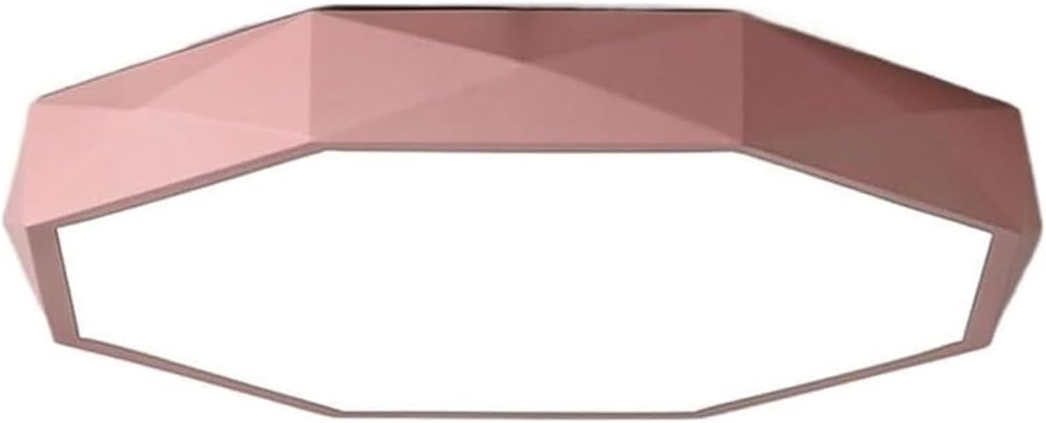 Creative Polygon Ceiling Lamp Three Color Changing High Light Acrylic Shade Colorful Modern Fixture for Bedroom Corridor Cloakroom Lighting(Pink,15.7in)