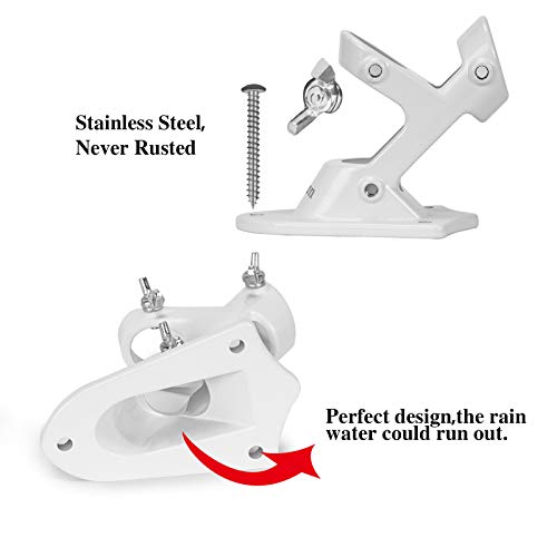 Yeesun Flag Pole Holder,2 Position Aluminum Alloy Bracket For 1" Inner Dia Pole,3 Fixing Clamp More Solid For House Flagpole Mount On Porch Railing & Wall (White) #TOP2