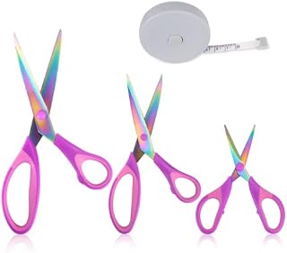 Scissors, 3 Pack Titanium Bonded Scissors, Dressmaking Scissors, Multipurpose Scissors,with 1 Tape Measure, for School Home Office Art Craft Sewing Tailor Heavy Duty (Pink)