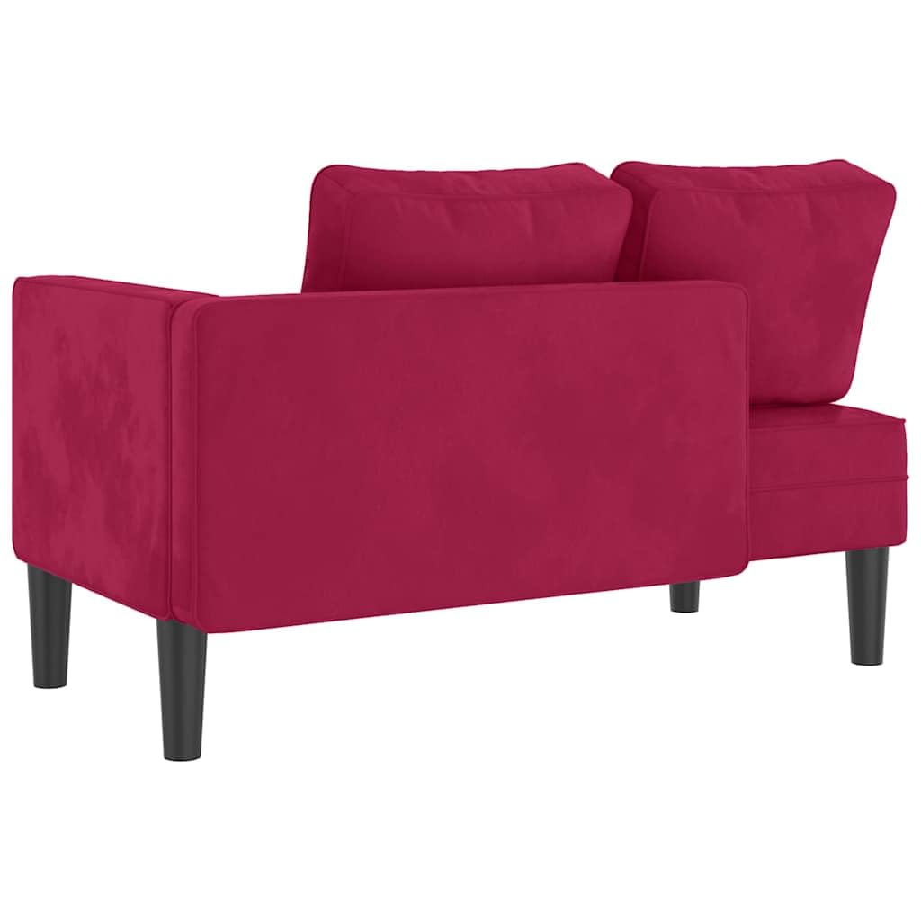 Szezlong z poduszką, bordowy, aksamitny, 116,5 x 62 x 57,5 cm, lite drewno, tapicerowany leżak do salonu, sypialni, biura, lounge, wygodne łóżko dzienne do relaksu, do czytania, ergonomiczny