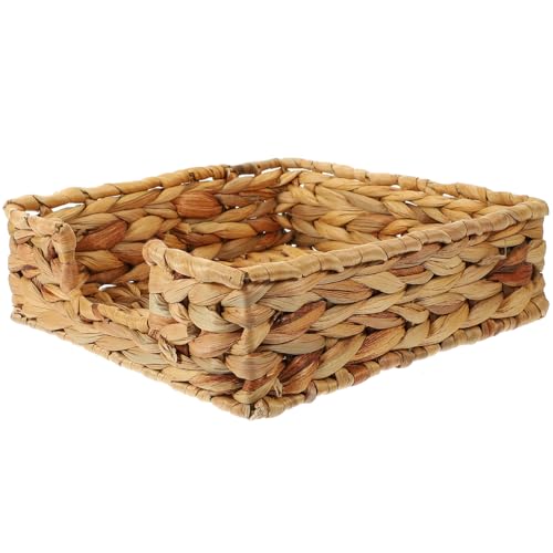 ARTIBETTER Cesta de Almacenamiento Tejida Cuadrada Cesta Decorativa de Paja para Guardar Pañuelos y Pequeños Objetos Organizador Natural para Hogar y Oficina