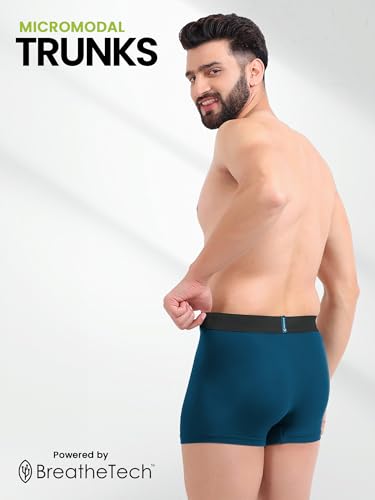 Image of Freecultr Men's Underwear Micromodal Airsoft Trunk - Sweat Proof, Ultra Soft, Anti-Bacterial, No Itch & No Chafing Fabric (Pack of 3) | Mens Underwear Combo Pack of 3