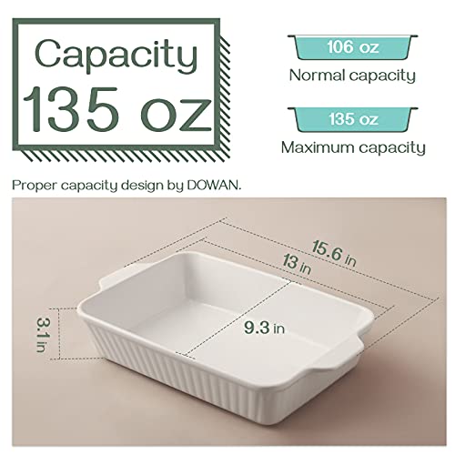 Dowan Baking Dish, Casserole Dishes For Oven, Lasagna Pan Deep,135 Oz Large Ceramic Baking Pan With Handles, 9X13 Baking Dish For Cooking, White #TOP2
