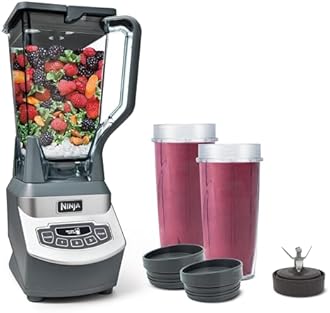 Ninja BL660 Professional Compact Smoothie & Food Processing Blender, 1100-Watts, 3 Functions -for Frozen Drinks, Smoothies, Sauces, & More, 72-oz.* Pitcher, (2) 16-oz. To-Go Cups & Spout Lids, Gray