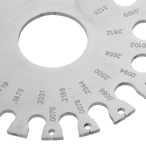 FUOYLOO 2 piezas Medidor de calibre de alambre de acero inoxidable de doble cara para metalurgia y fabricación, herramienta de medición de grosor para detectar problemas de espesor en láminas y cables miniatura 3