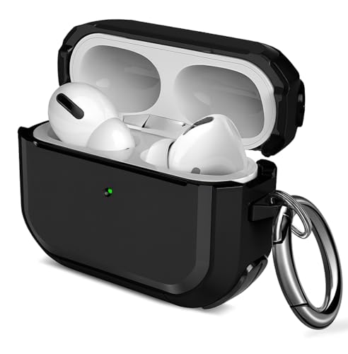 Image of Hybrid Armor Case Cover for Apple Airpods Pro 3 (2025), Rugged, Shockproof, with Heavy Duty Carabiner (Armor Black)