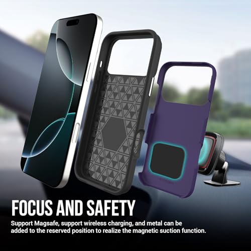 Image of NOXO Ultra-Hybrid Triangle Back Case Cover for iPhone 17 Pro Max, | Shockproof Design | Camera Protection | Soft TPU & Rugged PC | Bumper Case Cover for iPhone 17 Pro Max, (Deep Purple)