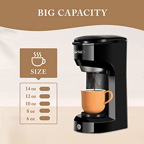 X Windaze Single Serve Coffee Maker For K Cup & Ground Coffee, Mini One Cup Coffee Brewer With Filter 6-14Oz Reservoir Strength Control,Small Coffee Machines For Office Home Kitchen (Black) #TOP4