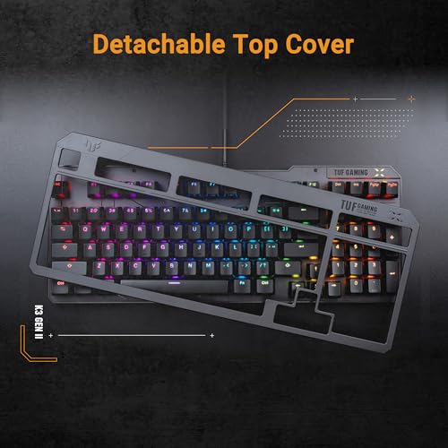 Image of ASUS TUF Gaming K3 Gen II Keyboard with Compact 97-Key, Optical-Mechanical RGB (Linear) switches, Silicone-Gasket Mount, dampening Foam, IP57 Waterproofing, a Detachable top Plate, and Aura Sync.