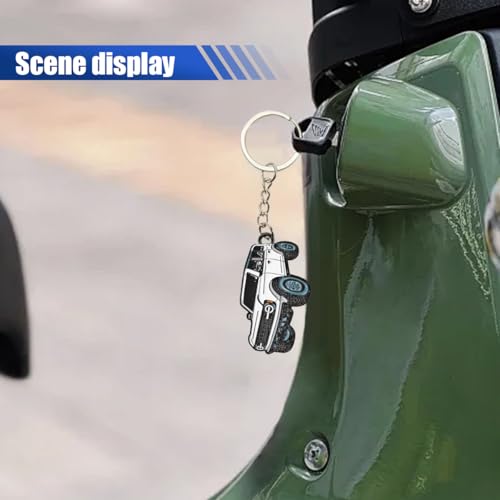 Image of LAINLOY Bronco Car Keychain, Car Fob Cover Cool Mods Accessories, 4-Door Auto Key Fob Holder Compatible with Bronco 2021 2022 2023 (White)