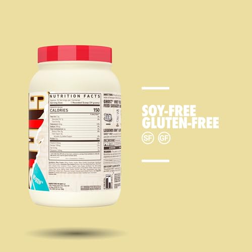 Image of GHOST Whey Protein Powder, Chocolate Chip Cookies - 2LB, 25G of Protein - Whey Protein Isolate & Concentrate Blend - Post Workout Fitness & Nutrition Shakes with Real Cookie Pieces - Gluten-Free