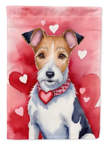 Drapeau de maison Fox Terrier My Valentine, grande bannière extérieure en polyester durable