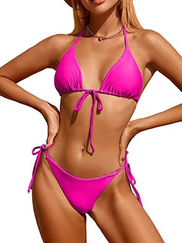 Image of Bikinis Swimsuit Set for Women Swimwear Triangle Bathing Suit Tie String Thong