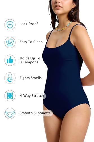 Image of Beautikini Period Swimwear One Piece Leakproof Swimsuit Menstrual Tummy Control Bathing Suit for Teens Girls and Women