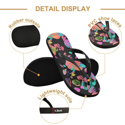 Colorful Leopards Black Flip Flop Beach Summer Casual Sandal for Women & Men Shower Shoes 208618752