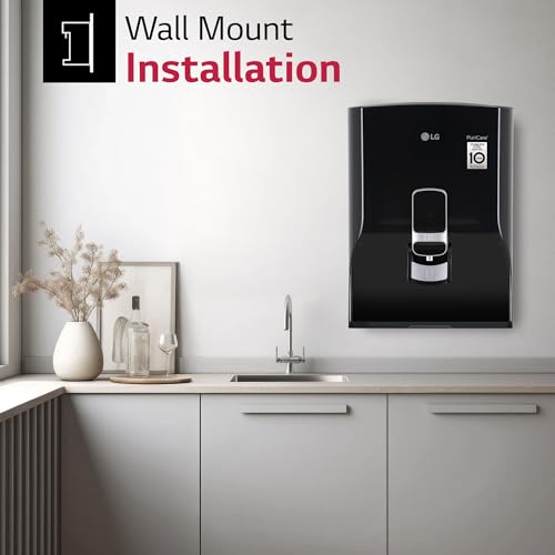 Image of LG RO Water Purifier | 8L Storage Airtight Stainless Steel Tank | Multi Stage Filtration | Wall Mount | Suitable for all Water Sources, WW132NF, Black