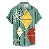 QIVICIMA Men’s Retro Bowling Shirts 50s Rockabilly Style Button Down Shirts Vintage Style Camp Shirt