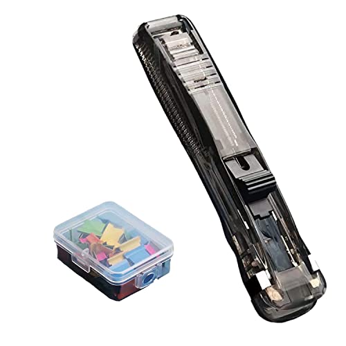Grapadora creativa reutilizable transparente, mini grapadora portátil, juego de mini grapadora de empuje con 50 grapas reutilizables, grapadora portátil duradera for accesorios de escritorio de oficin Cover